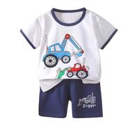Little Big Boys Sets Casual Outfit Kids Dinosaur Monster Print top Short Sleeve Graphic tee Animal Summer Outfits Boys' Loose Comfortable Festival Clothes Set Dark Blue