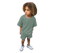 Little Big Boys Sets Kids Colour Blocked Outfit Dinosaur Monster Print top t-Shirt Matching Bottoms Animal Summer Outfits Beach Vacation Casual Suit Birthday Party Army Green