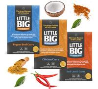 Little Big Flavour Kits Bold & Hearty Curry Kit Box Easy & Quick to Make Contains Pepper Beef Sri Lankan Chicken and Red Lentil Curry kit 100% Natural, Vegan Friendly & Gluten Free (3 Kits) Serves 12