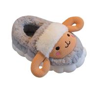 Little/Big Kids Boys Girls Cute Plush Slippers Indoor Home Warm Baby Anti Close Toe Flock Shoes Bunny Slippers for Girls Size 11 (Grey, 12.5 Little Child)