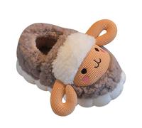 Little/Big Kids Boys Girls Cute Plush Slippers Indoor Home Warm Baby Anti Slip Close Toe Flock Shoes Cute Kid (Coffee, 1.5 Big Kids)
