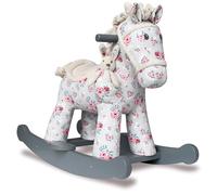 Little Bird Told Me - Lily & Rose Rocking Horse for Baby/Toddler 9+ Months Unisex - Grey & Pink Floral Printed Fabric, Solid Wooden Frame & Rockers, Removable Plush Toy - British Brand Since 2007