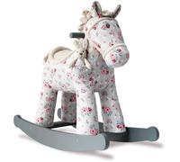 Little Bird Told Me - Lily & Rose Rocking Horse for Toddler 12+ Months Unisex - Grey & Pink Floral Printed Fabric, Solid Wooden Frame & Rockers, Removable Plush Toy - British Brand Since 2007