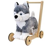 Little Bird Told Me - Mishka Husky Dog Baby Walker/Push Along/Ride On for Toddler 12+ Months Unisex - 2-in-1 Soft Toy on Wheels, Sturdy Wooden Frame, Soft Plush Fabric - British Brand Since 2007