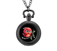 Little Birdie Vintage Pocket Watch Alloy Pendant Watches Necklace Gift for Men Women Black-Style