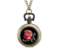 Little Birdie Vintage Pocket Watch Alloy Pendant Watches Necklace Gift for Men Women Coppery-Style