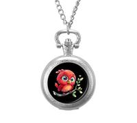 Little Birdie Vintage Pocket Watch Alloy Pendant Watches Necklace Gift for Men Women Silver-Style