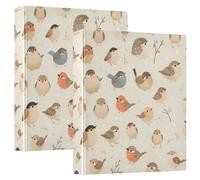 Little Birds beige notebook binders 3.8 cm, 3 rings, binders with pockets, 1/2 pack, office supplies, 200 sheets