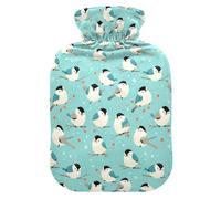 Little Birds Light Blue Cute Hot Water Bottle with Soft Cover, 2L Warm Water Bottle for Bed for Neck Shoulder Warmer