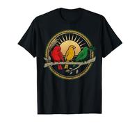 Little Birds on a Branch with Rising Sun Reggae Emblem Value Graphic T-Shirt