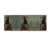 Little Black cat on The Stool Printing Extra Large Mouse Pad 12x31.5in for Office, Gaming, and Learning - Durable, Comfortable, and Environmentally Friendly