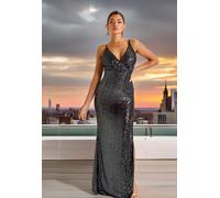 Little Black Dress Women's LBD Collection Burgundy Hollywood Sequin Dress in Grey | Size: 16 Little Black Dress Grey 16