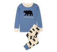Little Blue House by Hatley Family, Kid's Long Sleeve Pajama Set-Black Bear On Blue-Bearly Sleeping, 6 Years