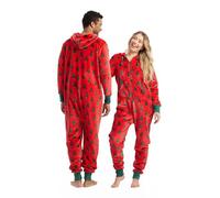 Little Blue House Family Hooded Fleece Jumpsuits Onesie, Trees On Red, X-Small