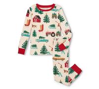 Little Blue House Kids' Long Sleeve Printed Pyjamas, Christmas Tree Farm, 3 Years