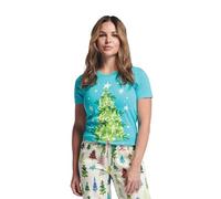 Little Blue House Women's Short Sleeve Tee Pyjama Top, Christmas Trees, X-Large