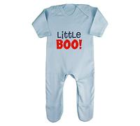 Little Boo Halloween Statement Baby Romper Jumpsuit with feet, 6-12 Months, Pastel Blue