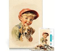 Little Boy And Dog 1000 Piece Jigsaw Puzzles for Teenagers Indoor Play Thick Material Home Activity Birthday Gift (38x52cm)