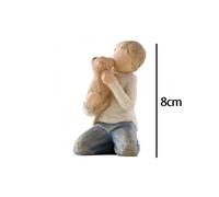 (Little Boy Holding Dog) Tree Willow Family Statues Home Decorations Desktop Ornaments Resin Office Craft