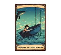 Little Boy Meets Dolphin Metal Poster Vintage Plaque Tin Funny Tin Sign For Bar Pub Kitchen House
