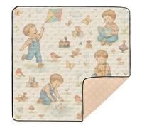 Little Boy Storybook Wallpaper Large Non-Slip Baby Play Mat for Floor Washable Activity Entertainment Mat for Baby Toddler Infant, 50'' x 50''