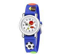 Little Boy Watches Fashion Football Sports Gift Watch Trend Children's Quartz 3D Pattern Kid's Watch Digital Watch Boys (Blue, One Size)