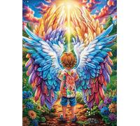 Little Boy with Angel Wings 300 Piece Jigsaw Puzzle Mitos Fantástico For Men Educational Decompression Adults Anxiety Memory Care Mothers Valentines Gift Sturdy Paperboard 300 PCS