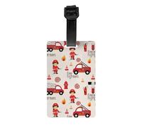 Little Boys and Girls in Firefighters Patterned Luggage Tags, Made of PVC, can be Hung on suitcases and toolboxes.