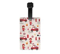 Little Boys and Girls in Firefighters Patterned Luggage Tags, Made of PVC, can be Hung on suitcases and toolboxes.