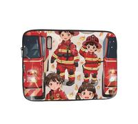 Little Boys and Girls in FireFighters Print Laptop Sleeve, Compact Portable Protection for 15 inch Devices, Pad Tablet, Work, Travel & Office Use