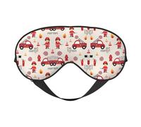 Little Boys and Girls in Firefighters Print Soft Eye Mask â€“ Elastic Nighttime Shade, Light-Proof Blindfolds for Plane, Yoga, Travel
