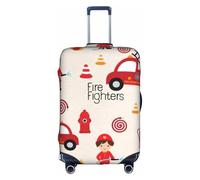 Little Boys and Girls in Firefighters Print Universal Stylish Suitcase Cover Elastic Washable Anti Scratch Luggage Protector