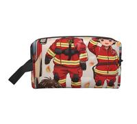 Little Boys and Girls in Firefighters Printed Makeup Bag Travel Portable Cosmetic Bag Large Capacity Makeup Case Toiletry Handbag Organiser for Women