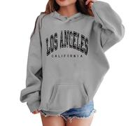 Little Boys Girl Hoodies Long Sleeve Sweatshirt with Pocket Los Angeles Print Outerwear Casual Comfortable Crop Tops Easy Care Top Plus Size Basic Clothes, Grey, 9-10 Years