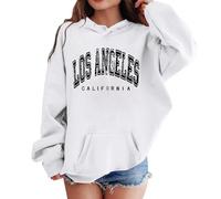 Little Boys Girl Hoodies Long Sleeve Sweatshirt with Pocket Los Angeles Print Outerwear Casual Comfortable Crop Tops Easy Care Top Plus Size Basic Clothes, White, 8-9 Years