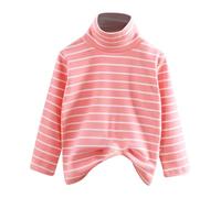 Little Boys & Girls' Thermal Top - Kids Winter Undershirt, Stripe Turtleneck Detail, Fleece Lined Baselayer, Long Sleeve T-Shirt, Warm for Cold Seasons(Red, 11-12 Years)