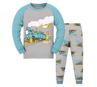 Little Boys Pajamas Dinosaur 2 Piece Train Toddler Sleepwear Fall Winter Clothes Set Toddler Dress Pant Shirt Set (Dark Gray, 8-9 Years)