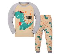 Little Boys Pajamas Dinosaur Cotton 2 Piece Train Toddler Sleepwear Fall Winter Clothes Set Two Color Pant Boys First Birthday Outfit Set Yellow