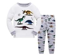 Little Boys Pyjamas Sets Boys Pjs Dinosaur Print Sleepwear Set Toddler Kids Clothes, 4 White Dinosaur, 5-6 Years