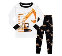 Little Boys Short Set Pajamas for Boys Toddler Train Dinosaur Sleepwear Summer Clothes Size 2-7T White