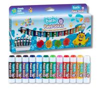 Little Brian Bath Paint Sticks For Kids - 12 Pack Assorted Colours - Bath Crayons, Mess-Free, Easy Clean Up, Fast Drying Action, Vibrant Colours, Multi-Surface, Twist & Paint