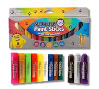 Little Brian Paint Sticks For Kids - 12 Pack Assorted Metallic Colours - Mess-Free, Easy Clean Up, Fast Drying Action, Vibrant Colours, Multi-Surface, Twist & Paint