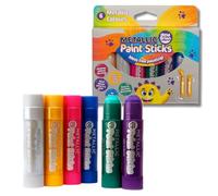Little Brian Paint Sticks For Kids - 6 Pack Assorted Metallic Colours - Mess-Free, Easy Clean Up, Fast Drying Action, Vibrant Colours, Multi-Surface, Twist & Paint