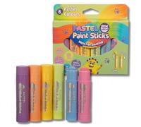 Little Brian Paint Sticks For Kids - 6 Pack Assorted Pastel Colours - Mess-Free, Easy Clean Up, Fast Drying Action, Vibrant Colours, Multi-Surface, Twist & Paint