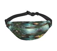 Little Bridge in the East Boys Crossbody Waist Bag, Large Travel Fashion Waist Bag for Sports, Running, Cycling, Traveling, Fishing
