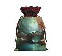 Little Bridge In The East Holiday Printed Drawstring Pouch S For Party, Wedding, And Festival, Lightweight Polyester