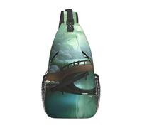 Little Bridge in the East Patterned men's crossbody bag with adjustable strap, suitable for outdoor hiking or daily commuting
