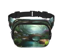Little Bridge in the East Printed Fashion Crossbody Bag, Hiking Waist Bag, Square Double Layer Travel and Fitness Shoulder Bag