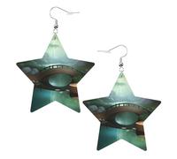 Little Bridge in the East Prints Leather Star-Shaped Earrings Lightweight And Stylish Accessories For Parties Dances And Everyday Life.
