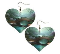 Little Bridge in the East Prints Stylish Heart-Shaped Earrings Lightweight Women'S Accessories Perfect For Parties And Valentine'S Day.